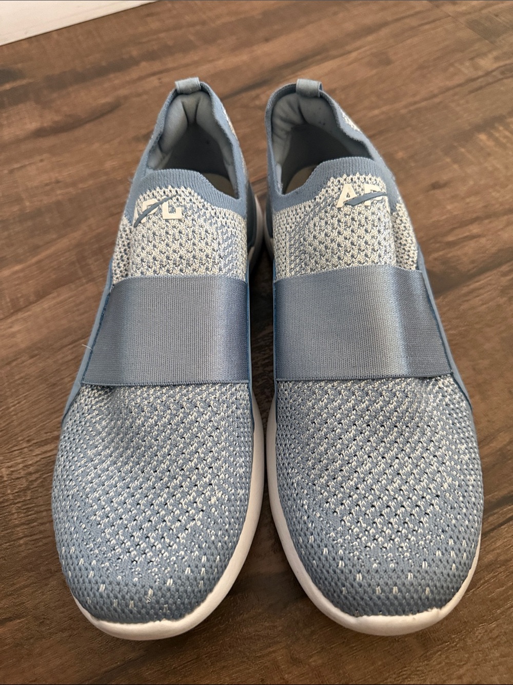 APL Knit Slip-On Sneakers in Light Blue and White